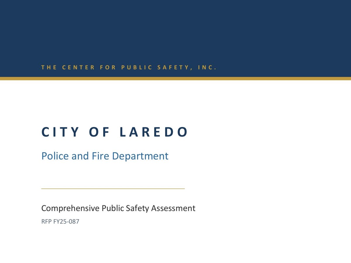 Cover of the City of Laredo comprehensive public safety assessment prepared by The Center for Public Safety